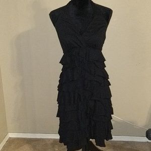 💸Express Black Halter Ruffle Dress